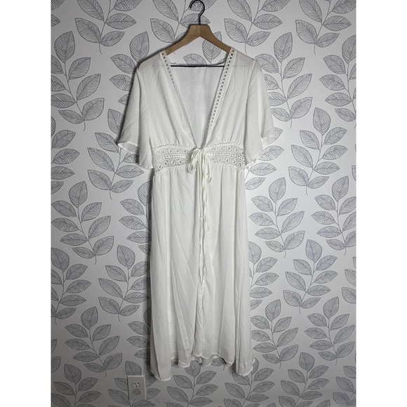 Unbranded White Floor Length Sheer Coverup,  Size S - Picture 1 of 2